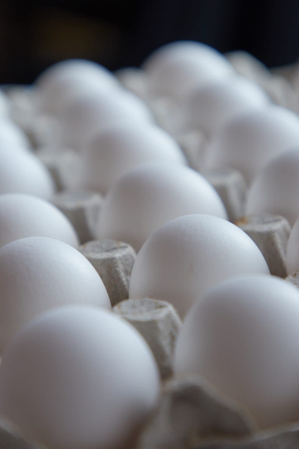 White eggs in a tray